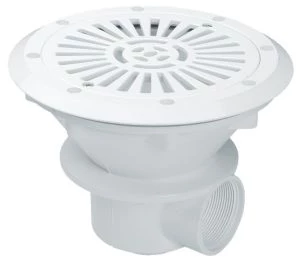 [00271] SUMIDERO PISC. PREF. ABS REDONDO Ø210 SAL. 2'' REJILLA ABS COLOR BLANCO