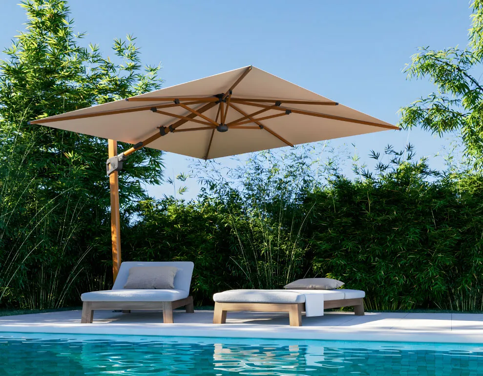 Parasol Calpe de 3x3m (Negro, Beige)